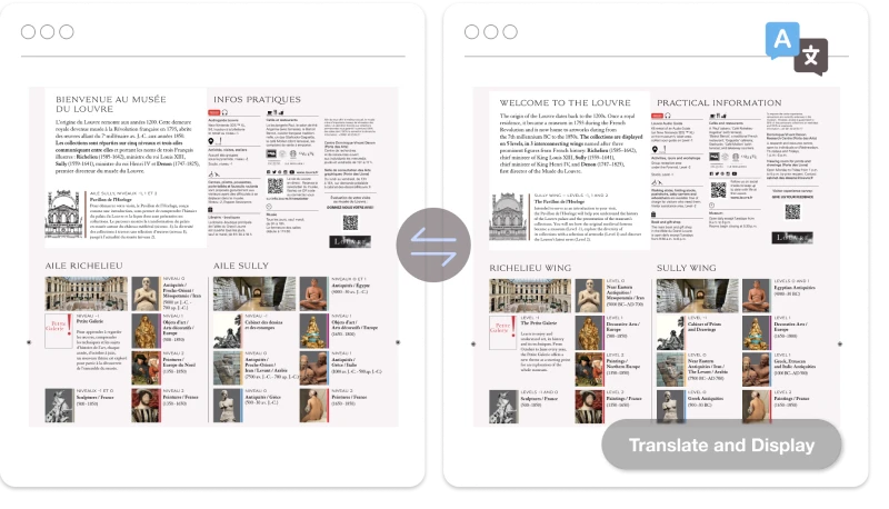 Image showing Transmonkey document translator's side-by-side display feature