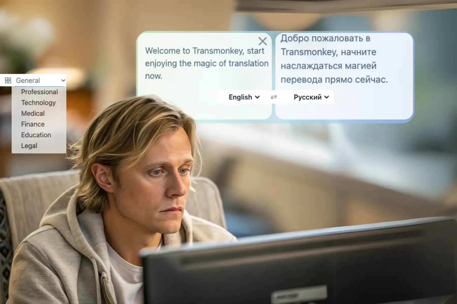 Image showing the function of Transmonkey language translator