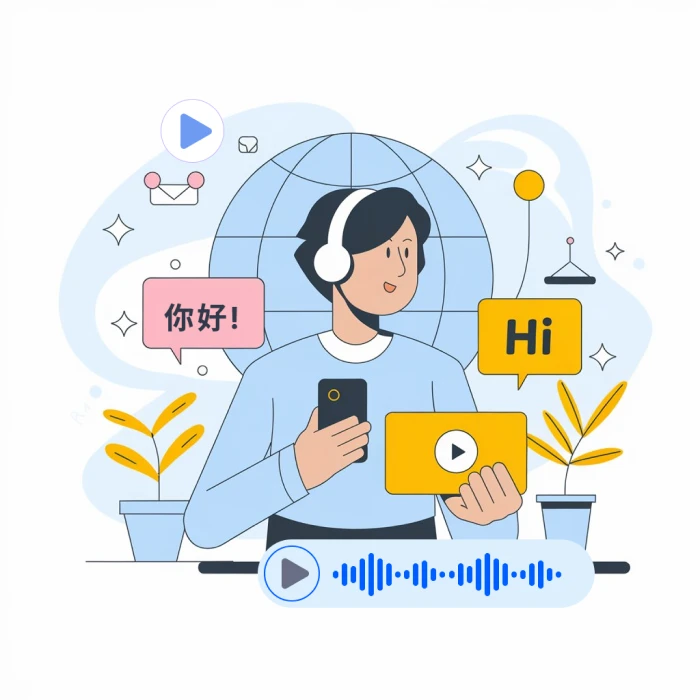 Transmonkey video translator Illustration