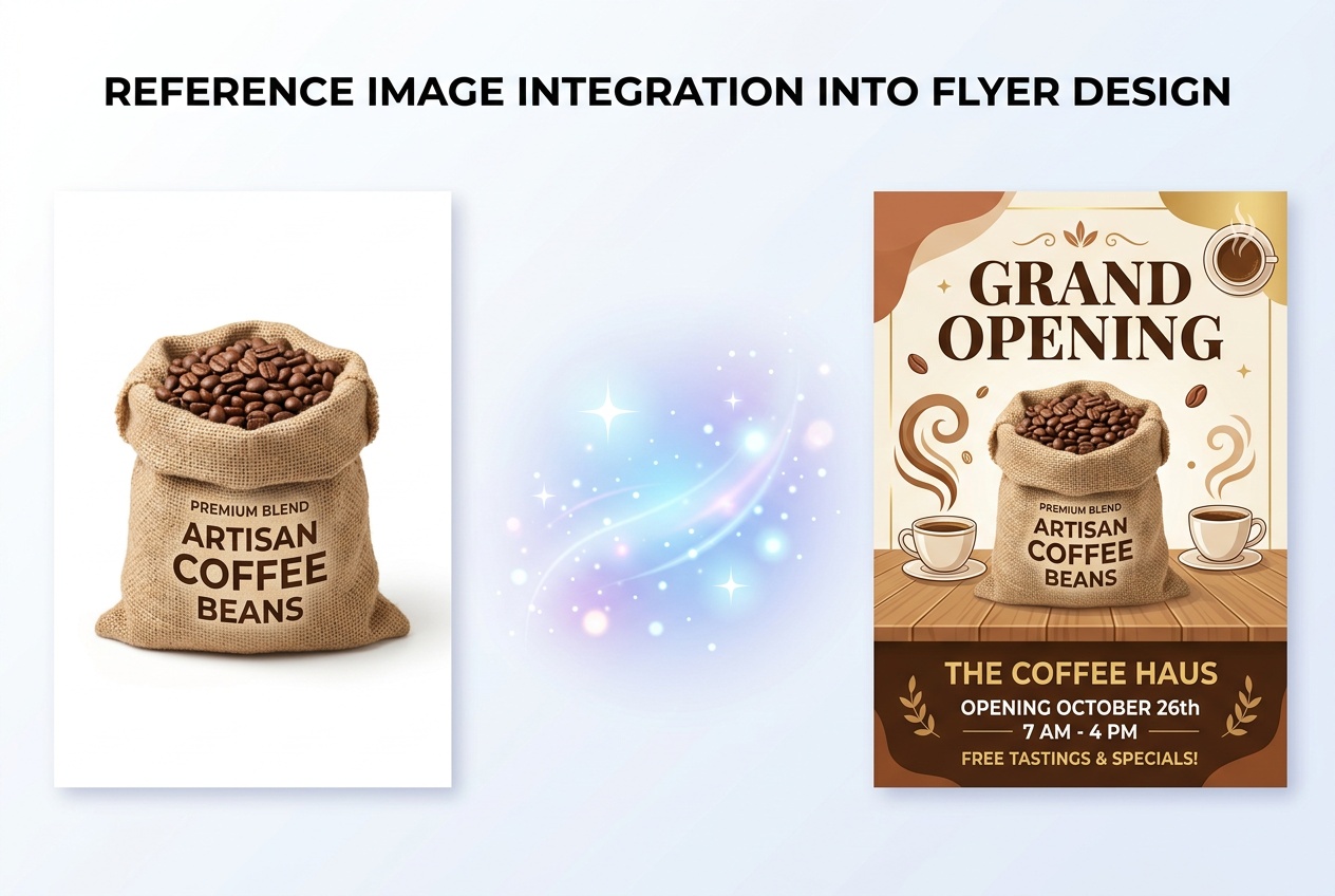 Upload reference images for personalized AI flyer designs