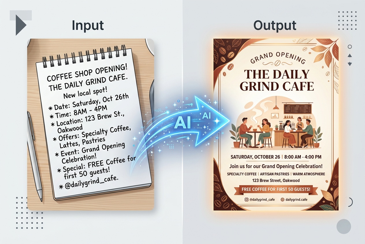 AI transforms text descriptions into professional flyer designs