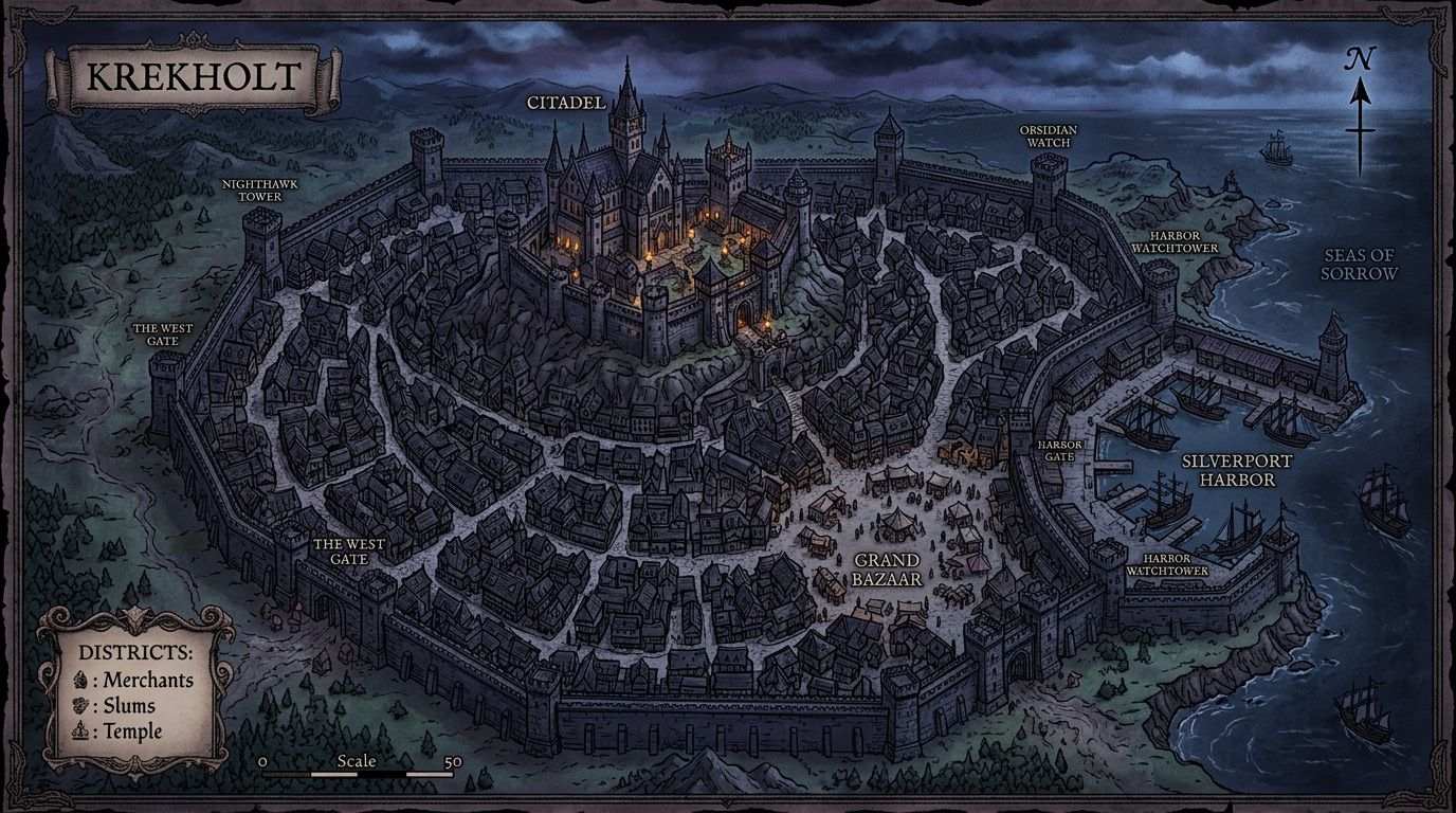 AI generated fantasy city map example