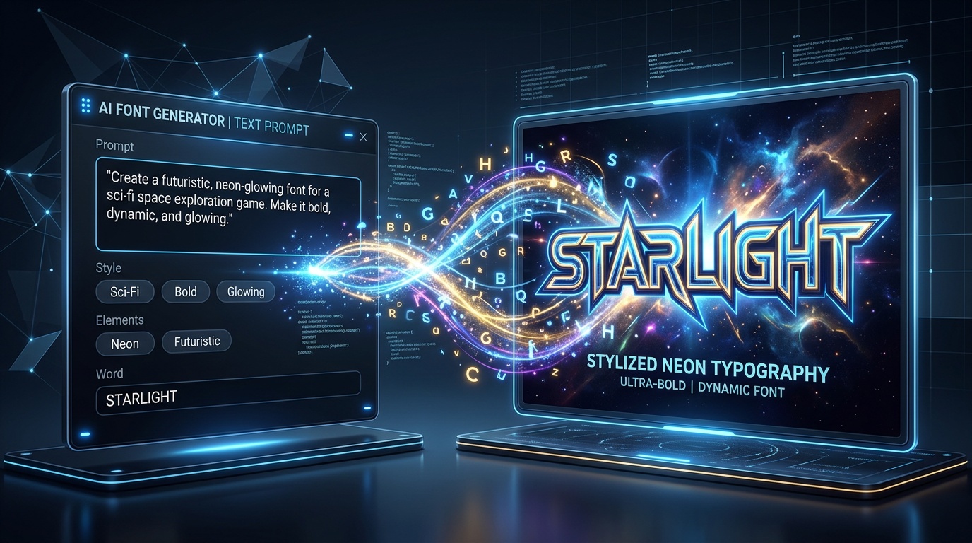 AI 生成的字体效果图像示例