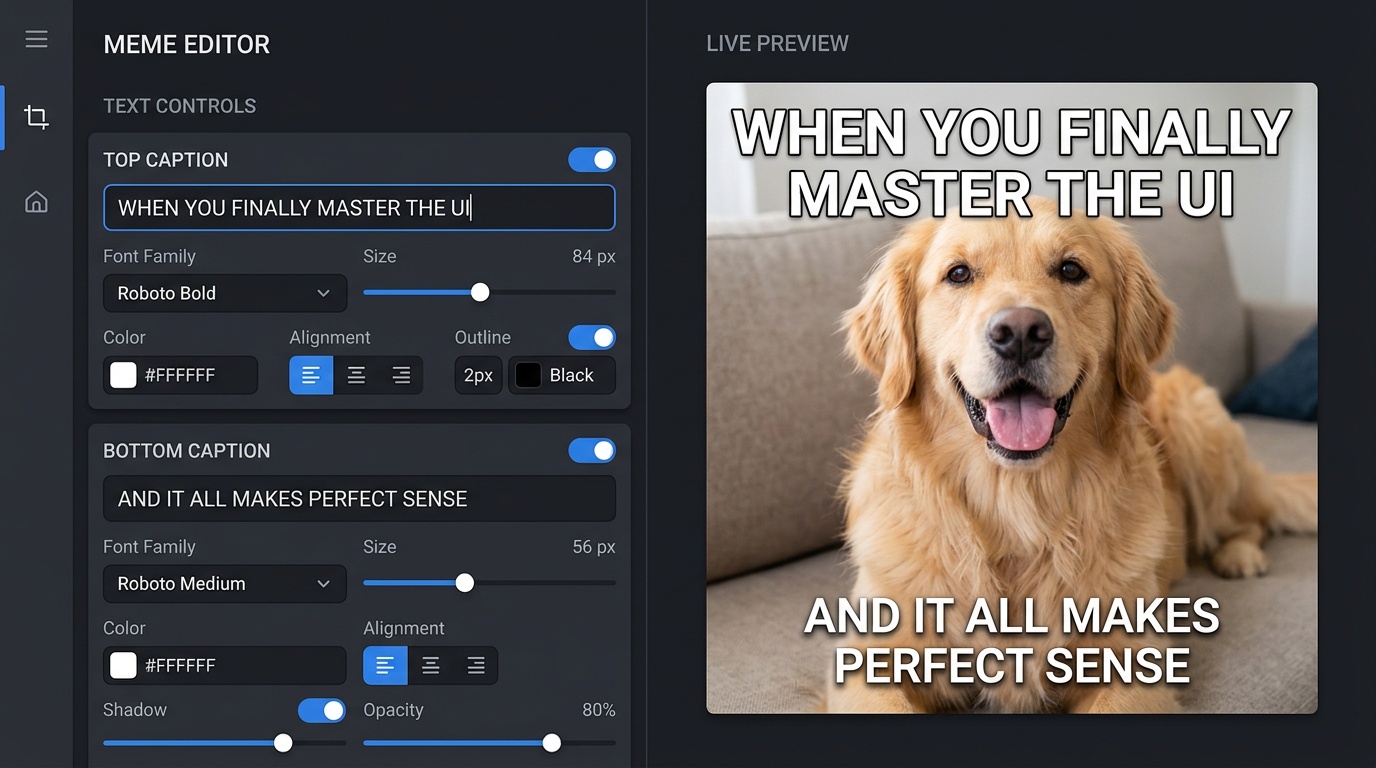 Custom top and bottom caption meme example