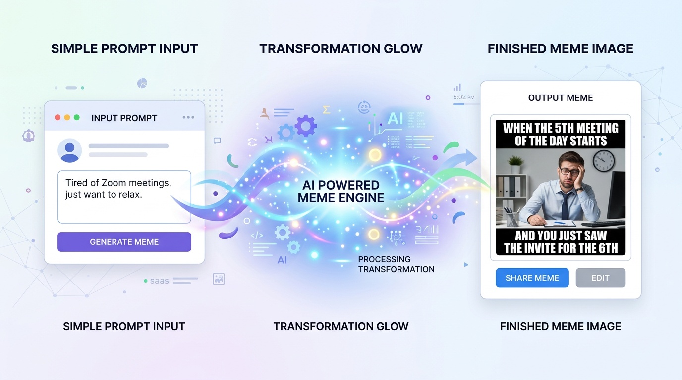 Text prompt to meme generation example