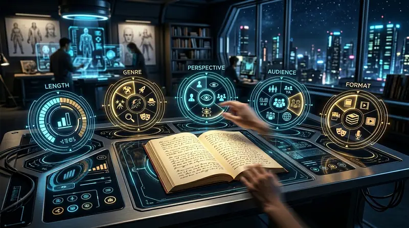 Five creative dials control length, genre, and perspective of AI stories