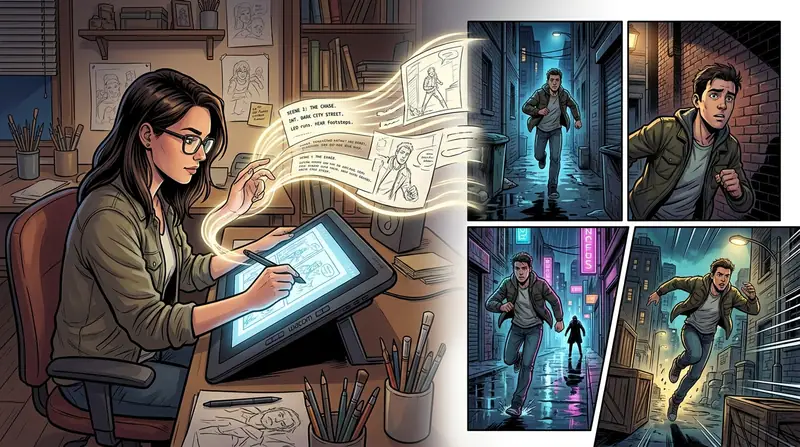 דוגמה לתהליך עבודה מסיפור לקומיקס