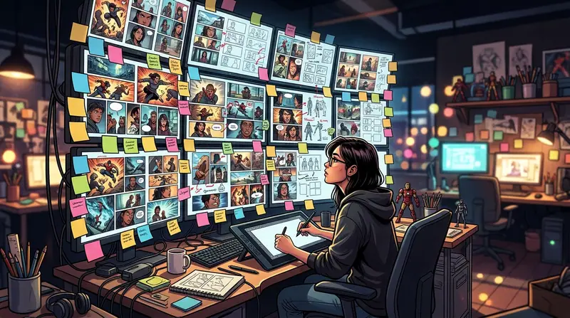 דוגמת סצנת פיתוח וובקומיקס