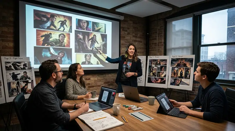 דוגמה לוויזואל של סטוריבורד והצגה