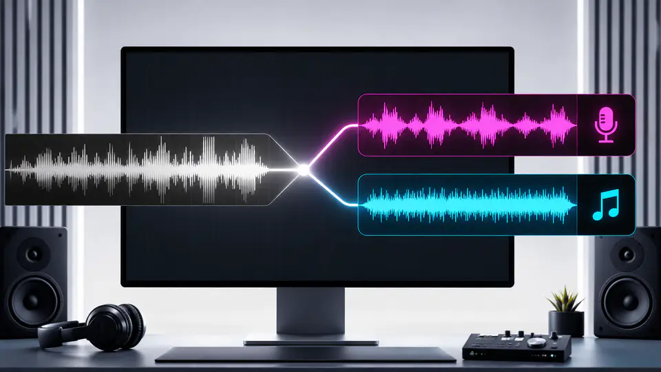 Mixed song separated into vocal and instrumental tracks