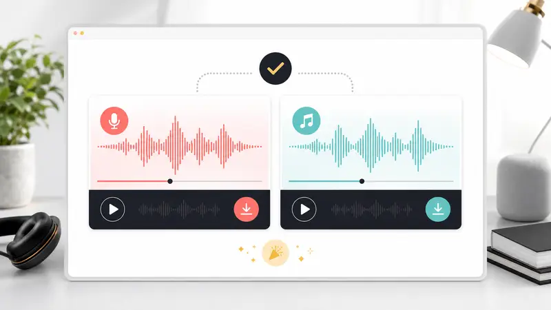 Previewing and downloading vocal and instrumental results