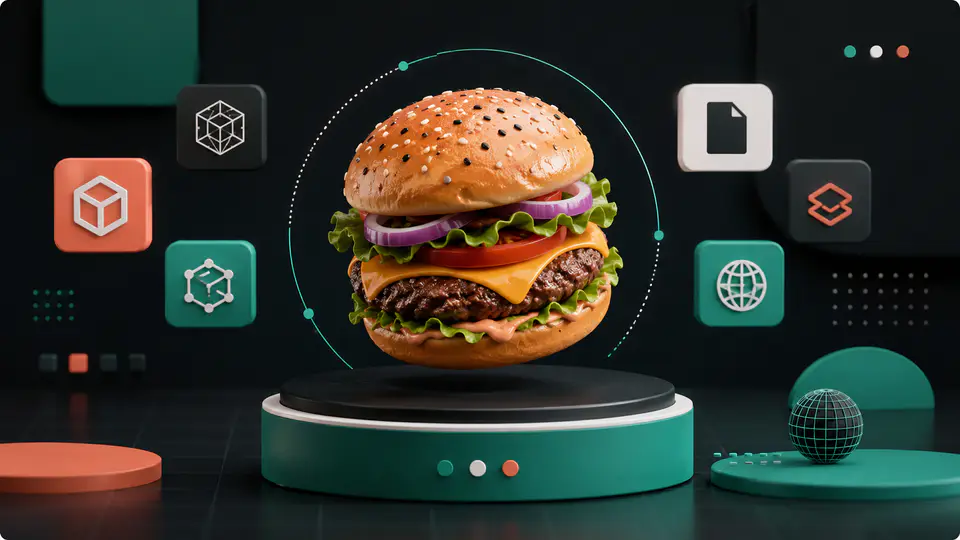 Select the hamburger 3D model example