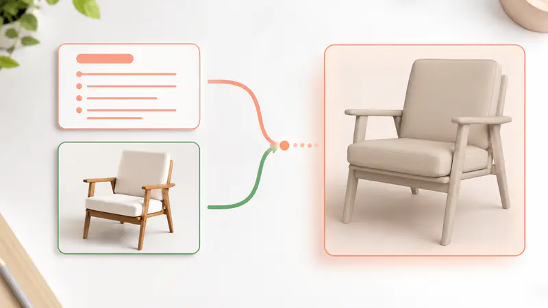 Text and image inputs ready to begin a 3D model generation