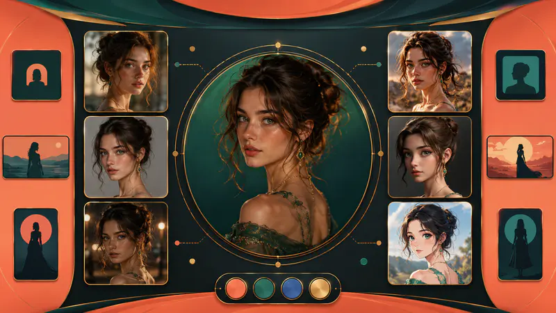 AI human style and composition choices arranged as a creative direction board