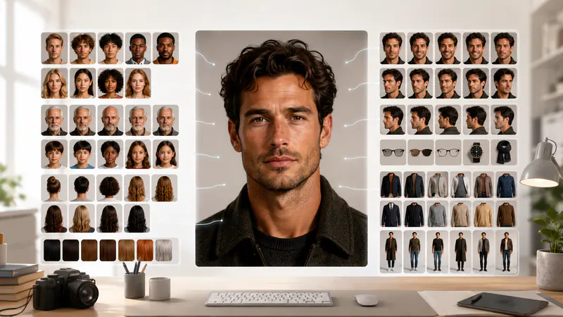 Portrait controls used to define an original AI human