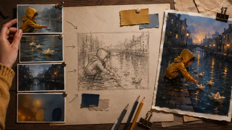 A detailed illustration prompt being entered into the generator