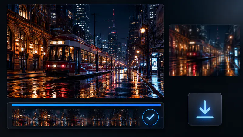 Reviewing and downloading an upscaled video result