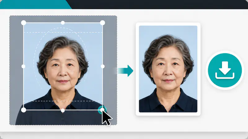 Adjusting the crop frame before downloading a passport photo