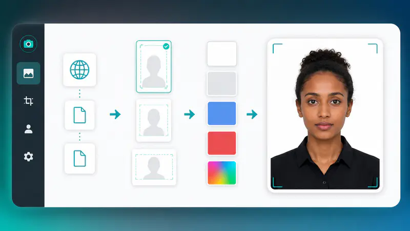 Choosing a country, document size, and background for an ID photo