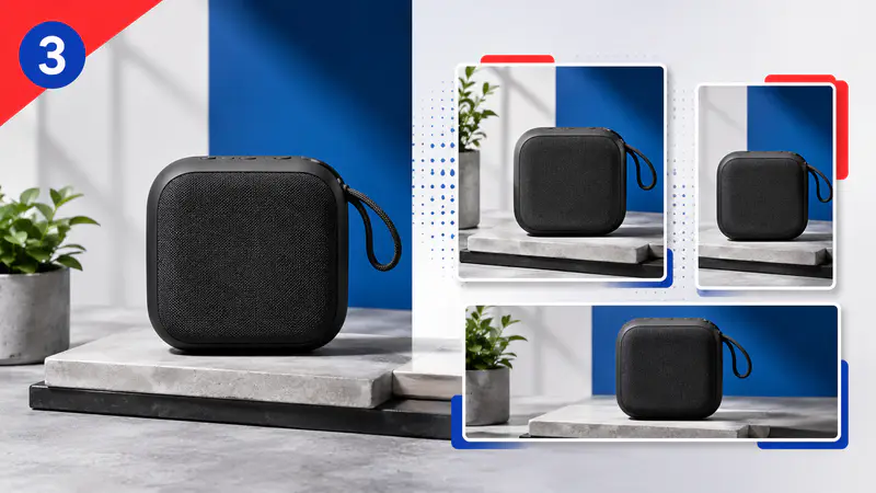 Wireless speaker campaign image prepared in multiple export formats