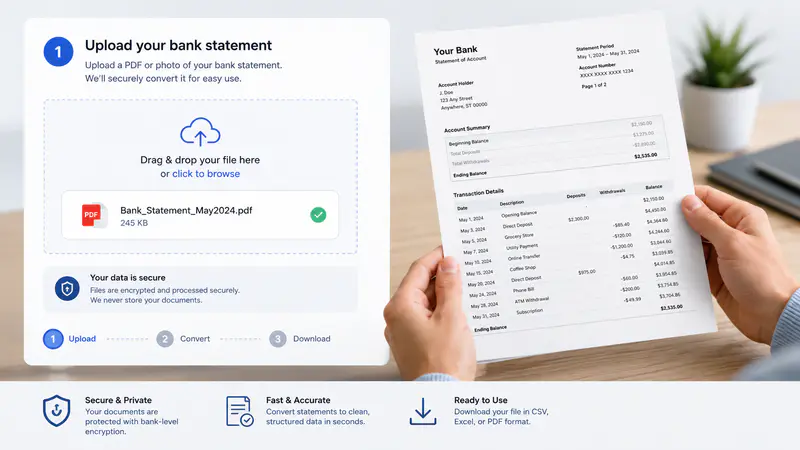 Uploading a bank statement PDF or image