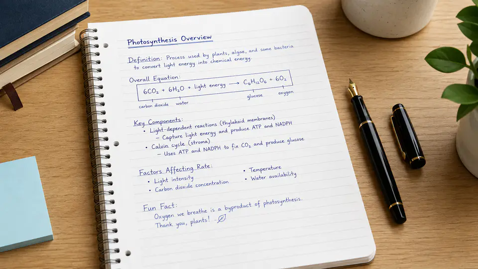 Realistic blue ink handwriting on a ruled notebook page