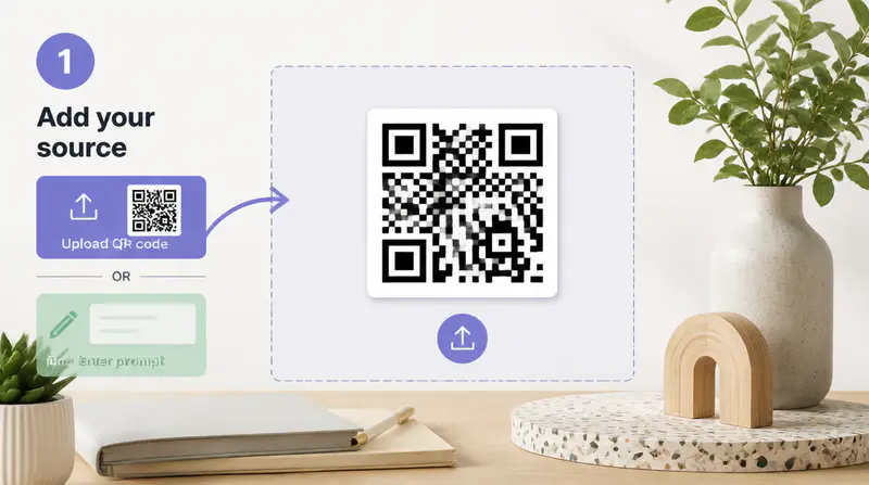 הזנת יעד במחולל קוד QR בינה מלאכותית