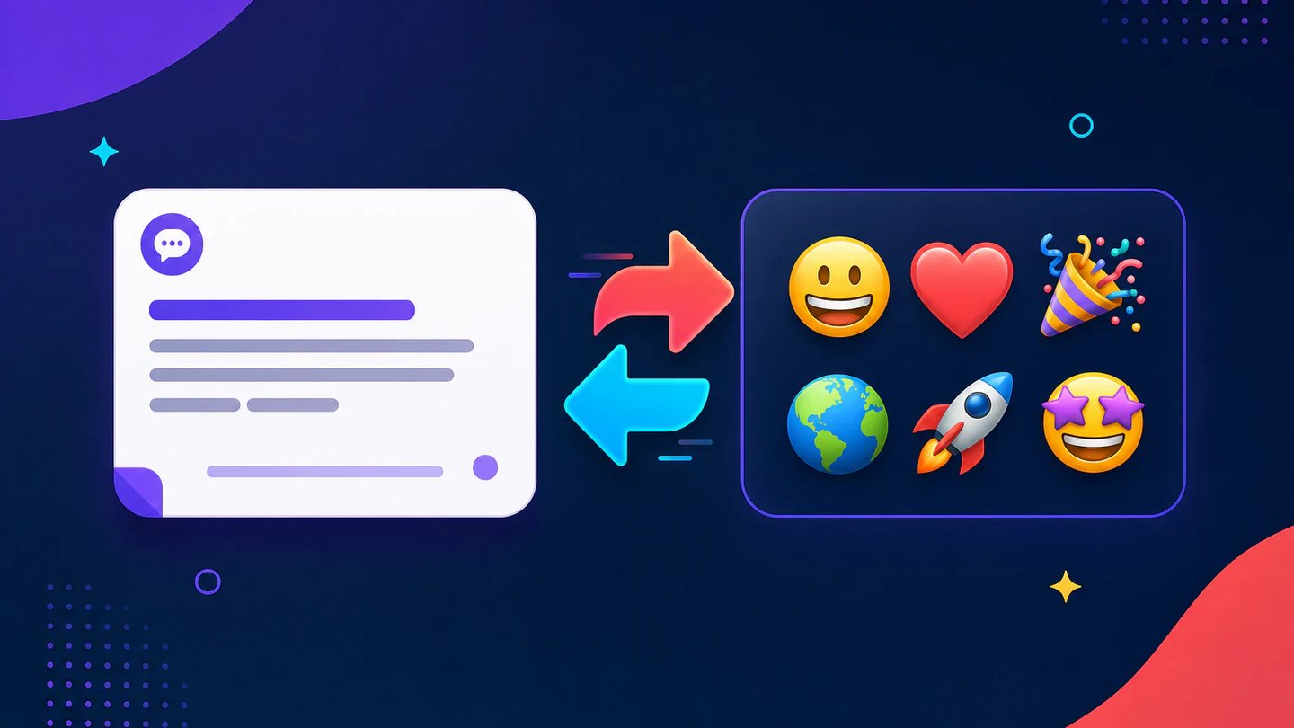 Tekstbesked omdannet til en balanceret sekvens af udtryksfulde emojis