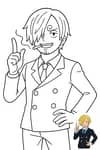 Sanji z One Piece zaujímá klasickou pózu, připravený na zábavu s vybarvováním