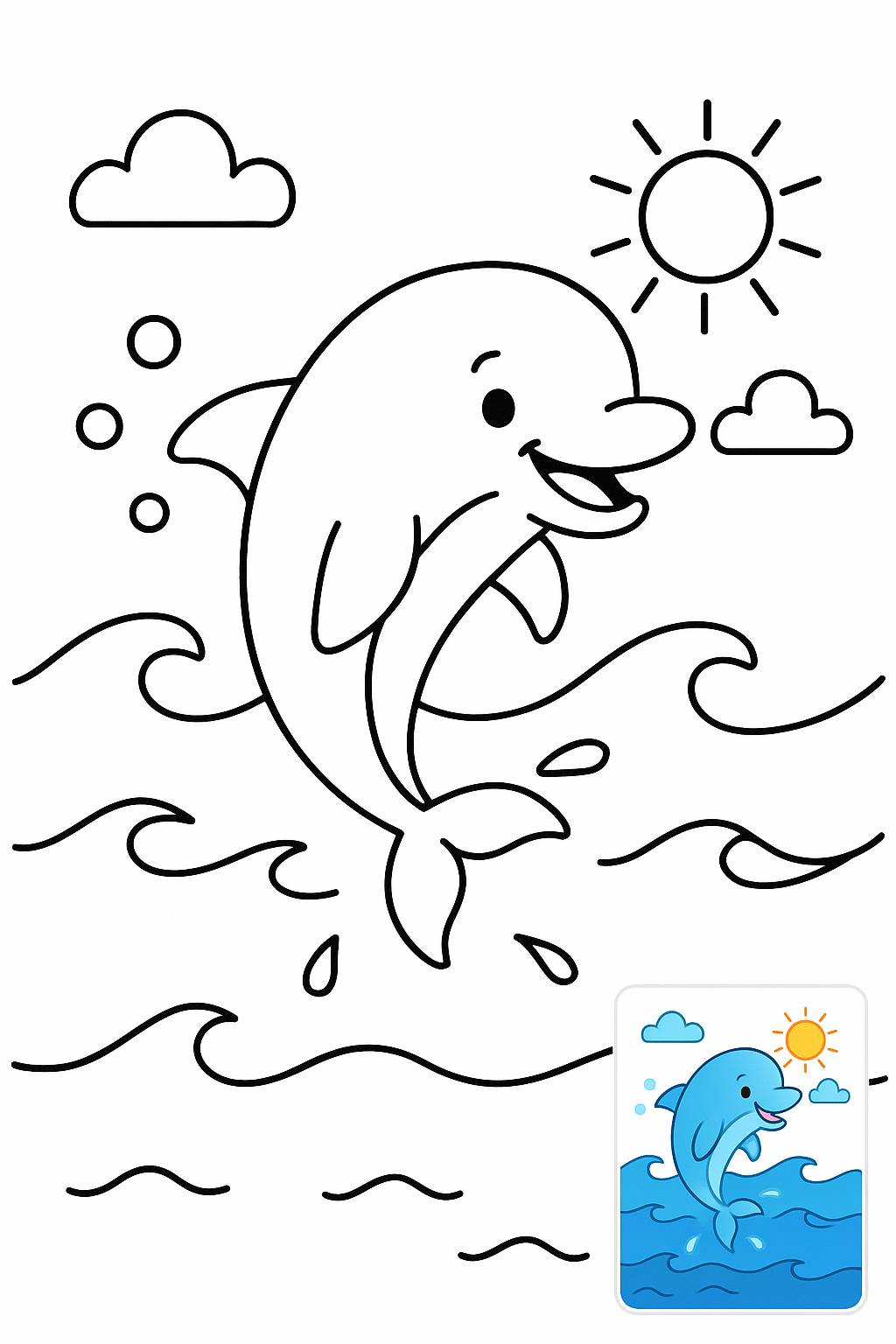 Dolphin swimming joyfully in ocean.