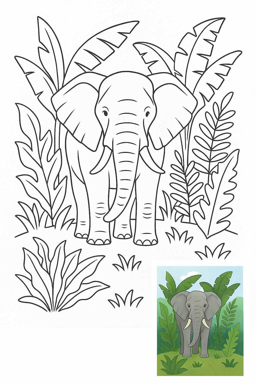 Elephant standing strong in jungle.