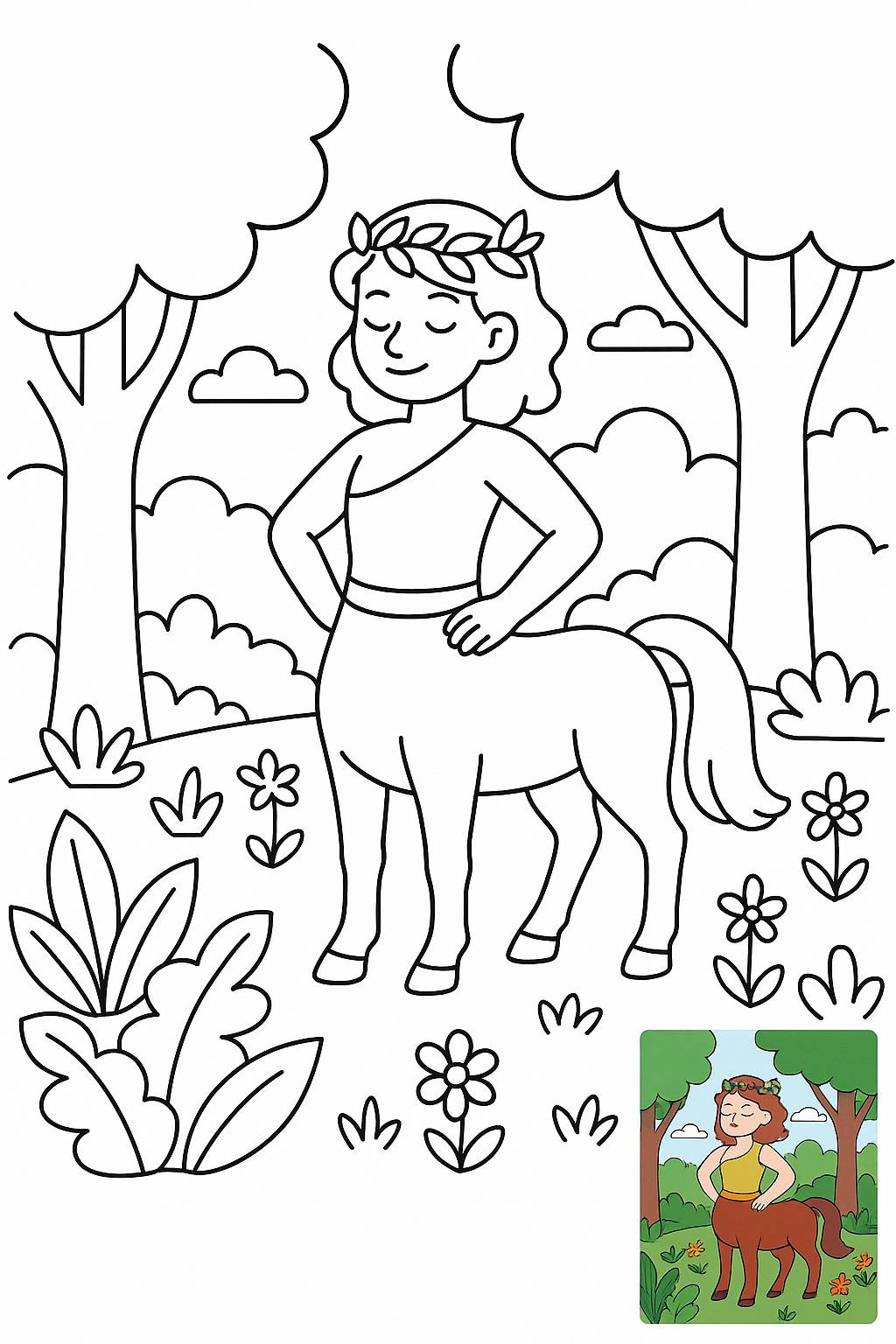 Ein majestätischer Zentaur, der stolz in einer üppigen Waldlandschaft steht