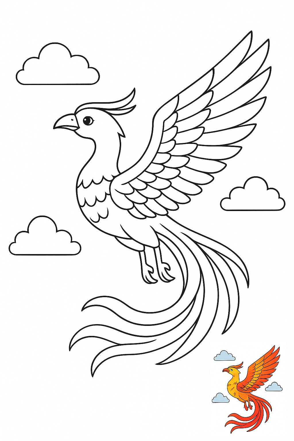 Un phoenix măreț care planează prin cer cu grație și putere.