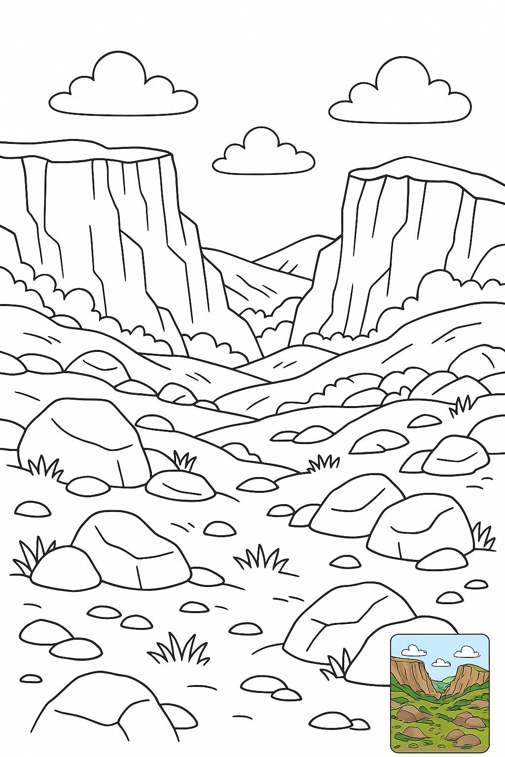 Rocky Highland with rough terrain and cliffs.
