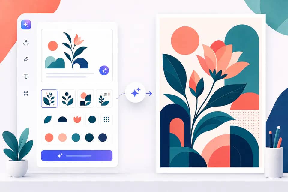 Colorful geometric vector poster generated from a design prompt