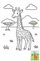 Towering Giraffe on African Savanna Coloring Page