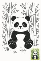 Cute Panda in Bamboo Forest Coloring Page for Relaxation