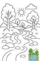 Calming River Coloring Page