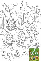 Coloring Page of Playful Dwarfs