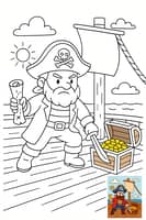 Pirate Captain's Treasure Coloring Page