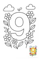 Playful Educational Number 9 Coloring Page for Learning