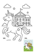Unicorn Academy Coloring Page