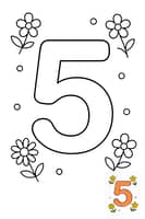 Vibrant Educational Number 5 Coloring Page for Learning