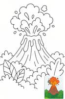 Volcano Coloring Page