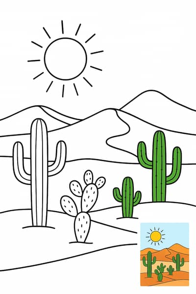 desert colouring pictures