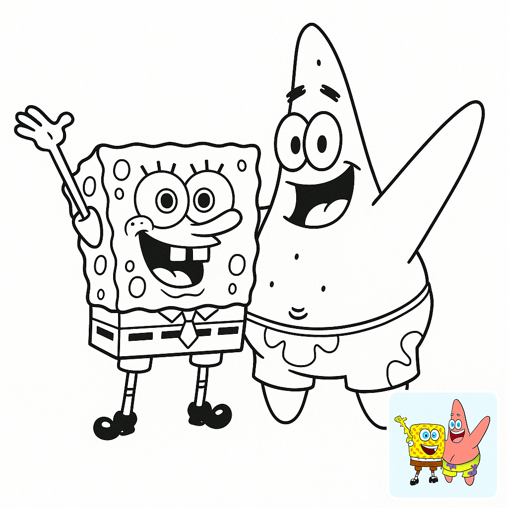 SpongeBob and Patrick in funny scene.