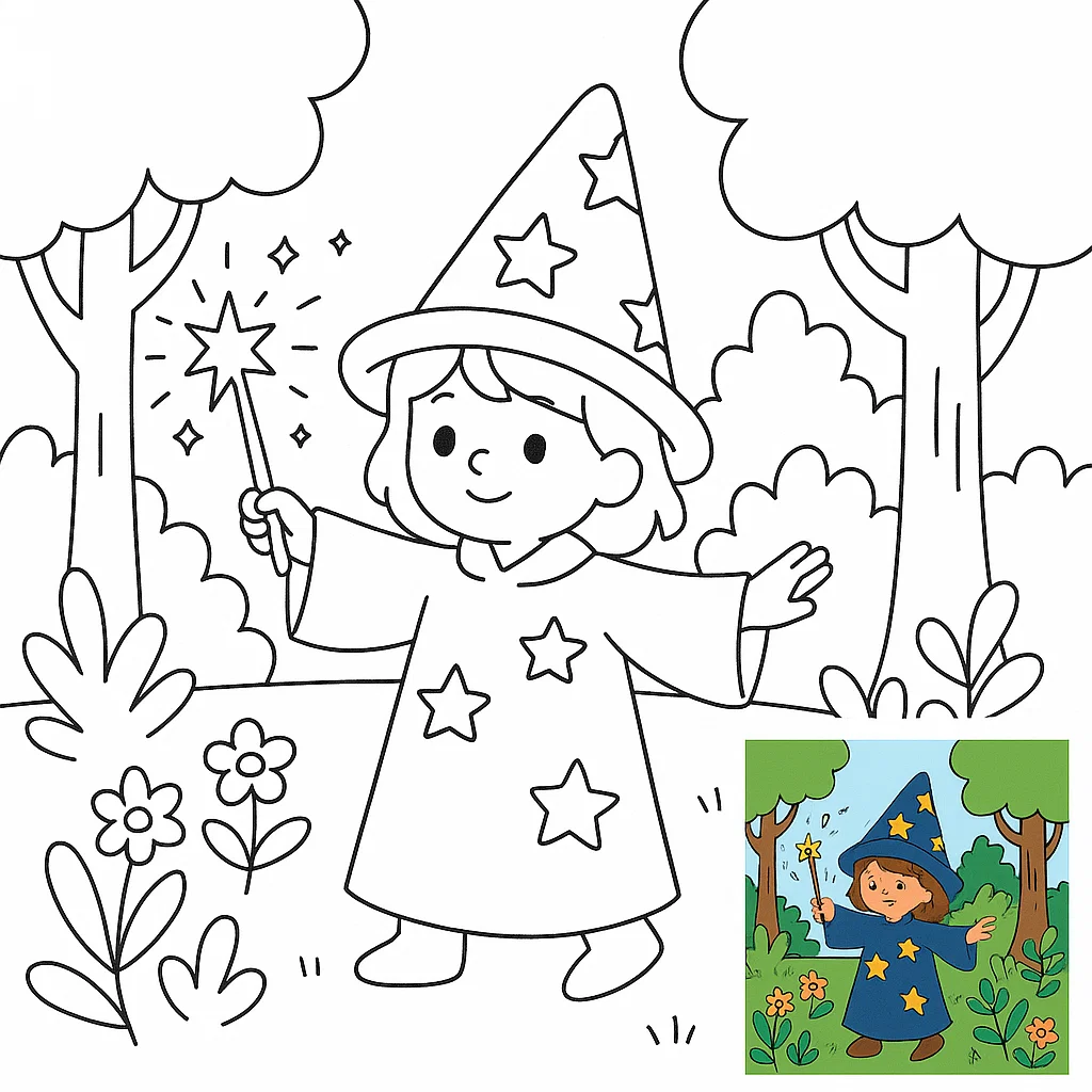 Forest Magician casting spell in woods.