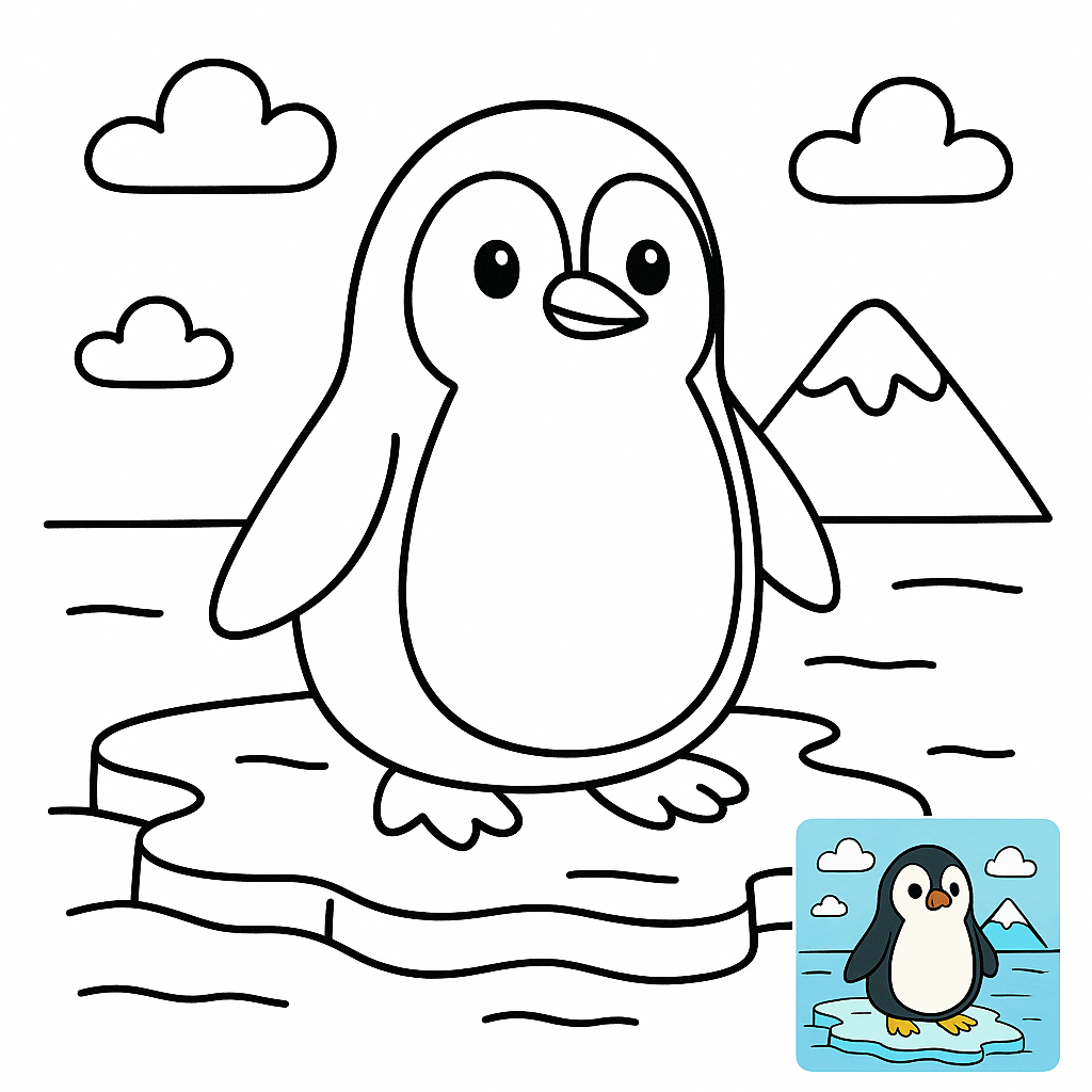 Penguins on Ice Coloring Page