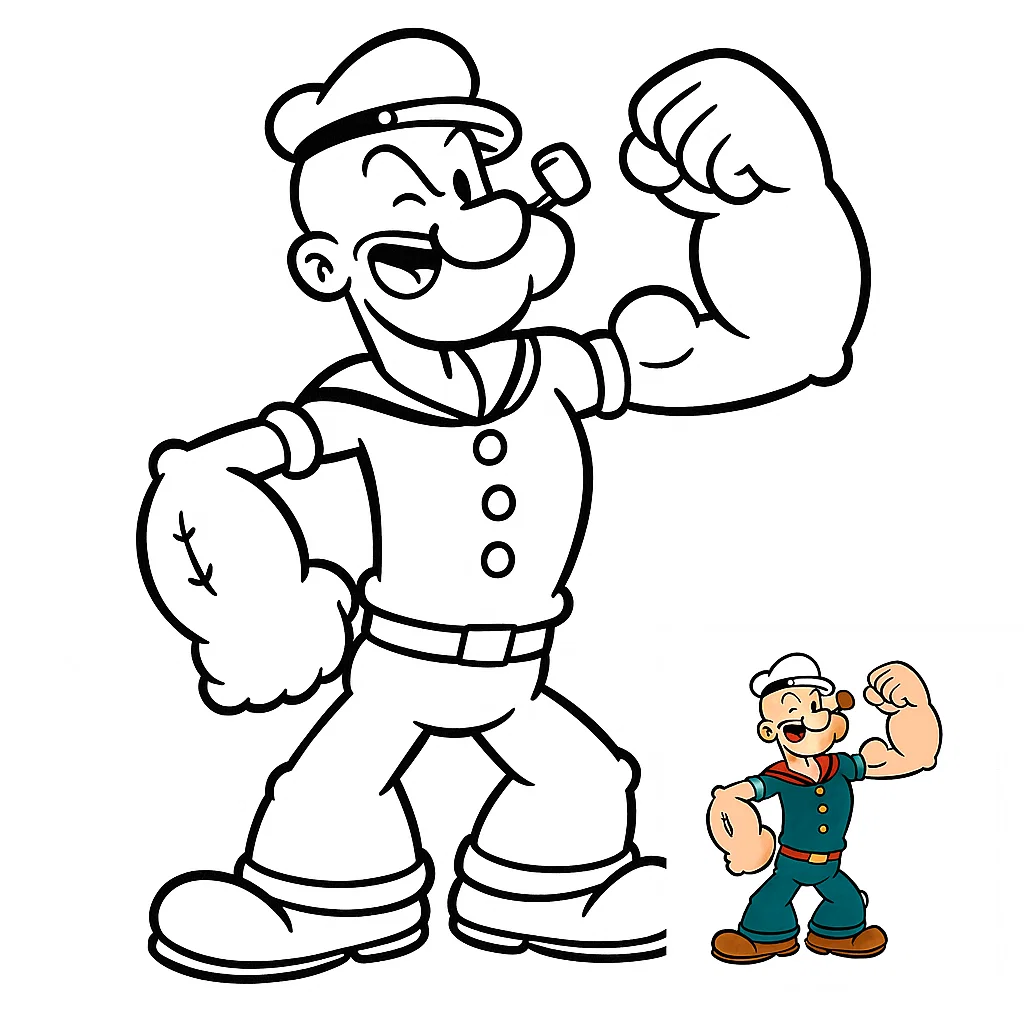 Strong Popeye the Sailor Coloring Page