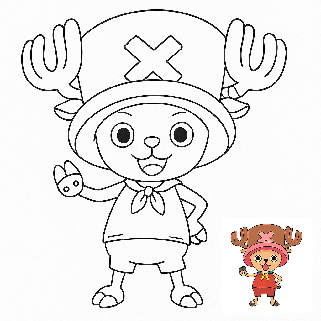 Coloring Page: Adorable Chopper in Action